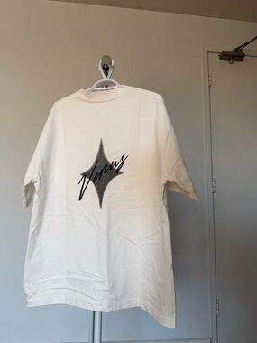 VENUS White Tee with Black Star Script Graphic